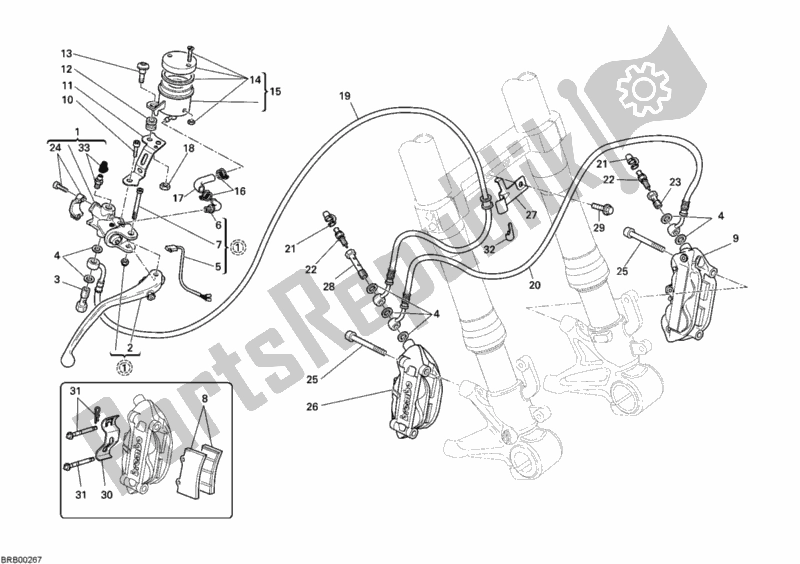 All parts for the Front Brake System of the Ducati Superbike 848 USA 2008